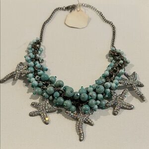 Turquoise Beaded Crystal Starfish Necklace